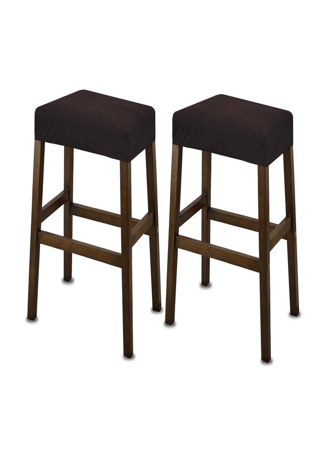 NeColorLife أغطية كراسي بار مستطيلة من NeColorLife، أغطية مقاعد قابلة للتمدد ومقاومة للماء، مناسبة لكراسي البار وكراسي جزيرة المطبخ، واقي وسادة كرسي بار أنيق، بني داكن، نقش B، عبوة من قطعتين - Image 1